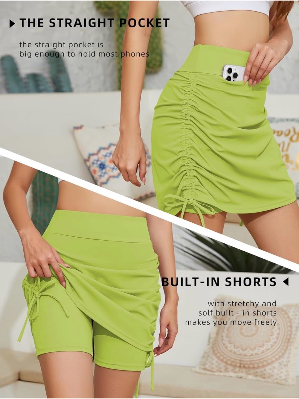 Capullo Neon Lime Active Skort - 4XL - Picture 12 of 14